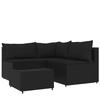 VidaXL Garden Lounge Set 4 Pcs with Cushions Black Wicker, Outdoor Lounge Set, Furniture Set 319781