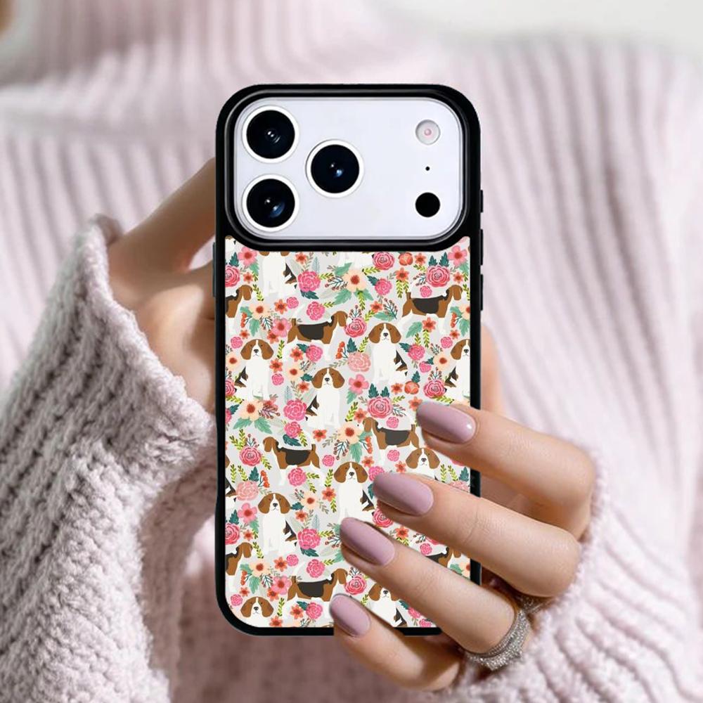 Чехол для телефона с изображением Бигля и цветов Для Apple iPhone 17 Air 16E 15 14 Plus 13 12 11 Pro Max Mini Funda Обложка