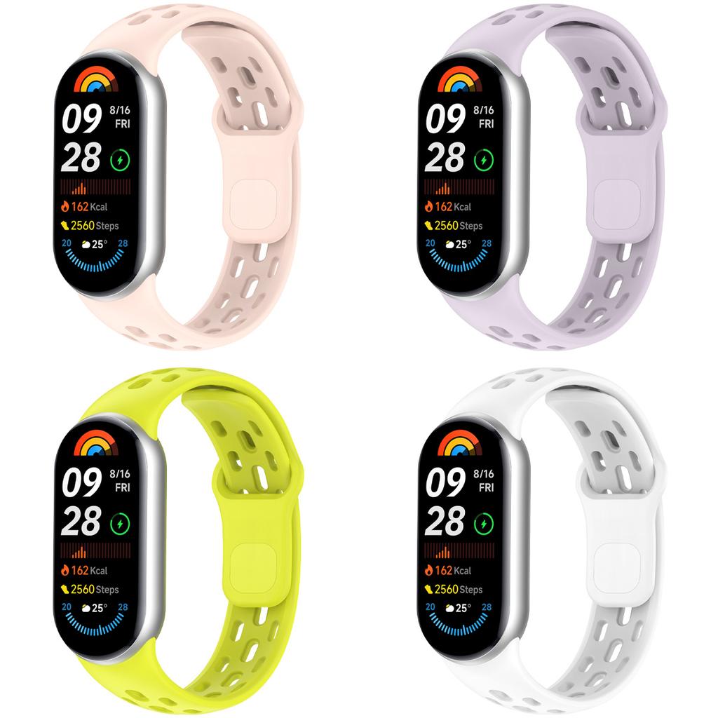 4 шт. Силиконовые браслеты-ремешки для Xiaomi Mi Band 8 9 10 NFC Мягкий дышащий ремешок для часов Умные часы Браслеты для MI Band 8 Носимые аксессуары