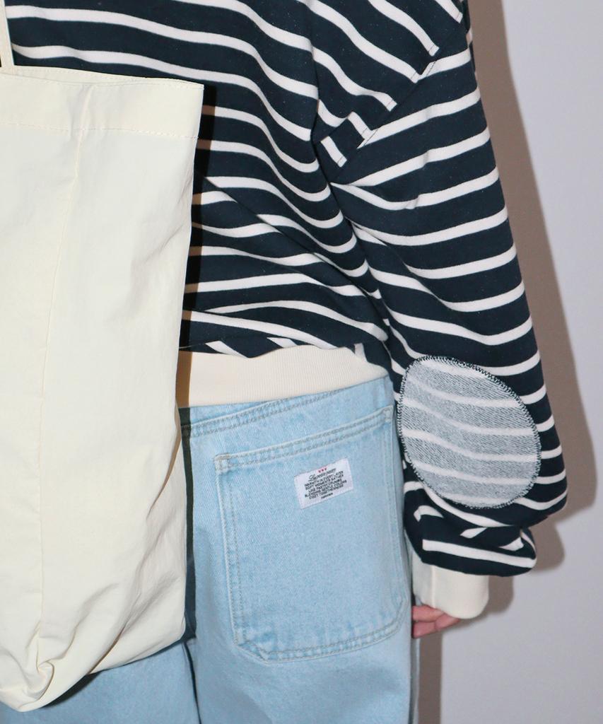 RONRON Elbow Patch Stripe Sweatshirt Navy