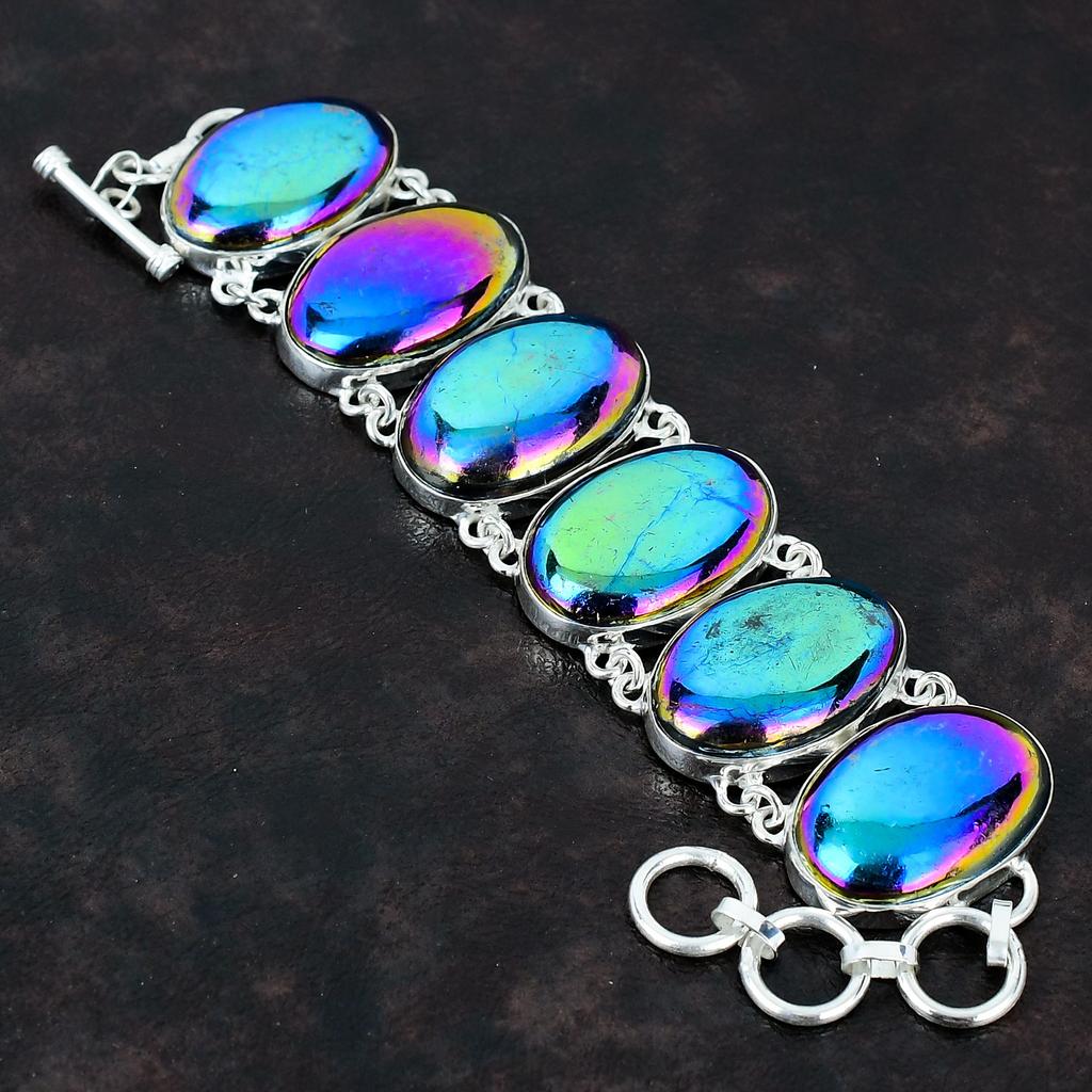 Rainbow Mystic Fire Labradorite Bracelet 925 Sterling Silver Bracelet Gemstone Jewelry Adjustable Chain Bracelet Handmade Jewelry For Gifts