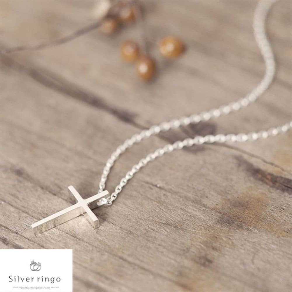 Серебряное колье 925 пробы в форме креста Простой крест n