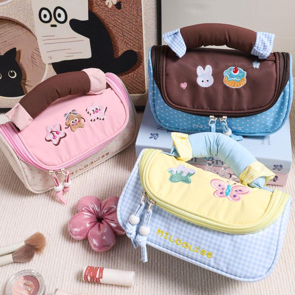Multifunctional Handheld Makeup Bag Large Capacity Pencil Case Cute Pencil Pouch  School
