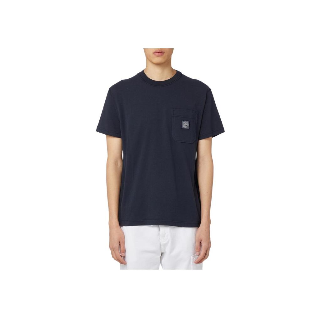 STONE ISLAND Мужская футболка с коротким рукавом и круглым вырезом, с принтом в виде нашивок, Ss23, топы, темно-синий, 101521957-A0020