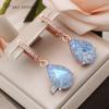 Fashion Water Drop Ice Crack Crystal Dangle Earrings For Women Wedding Rose Gold Color Cubic Zirconia Jewelry
