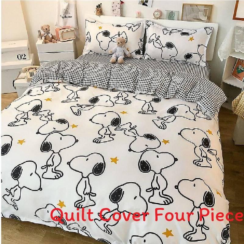 Хлопковое постельное белье Snoopy для стирки в воде с цветочным принтом для студенческих общежитий