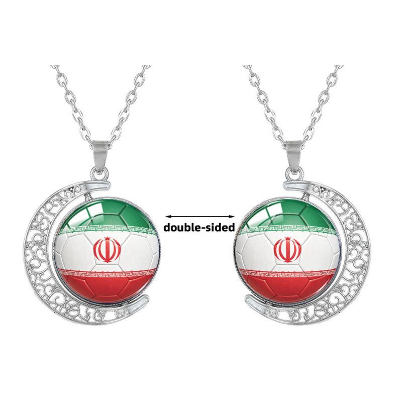 1Pc 2026 World Cup 48 Countries Flag Rotating Moon Necklace, Football Fan Support Pendant