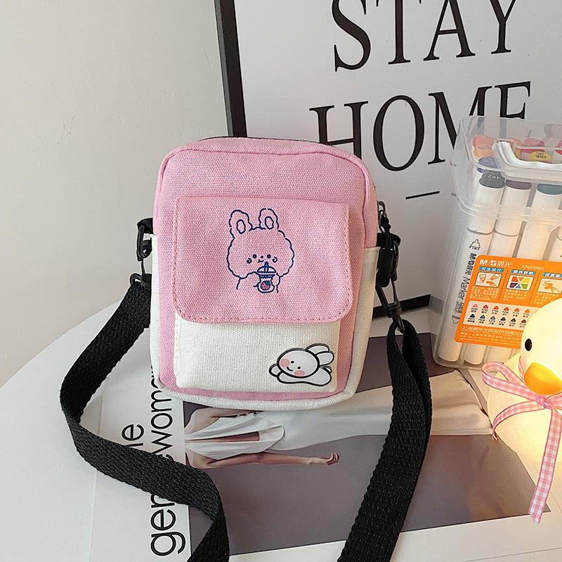 Новая холщовая маленькая сумка милая девушка простая наплечная сумка контрастного цвета маленькая свежая студенческая сумка-мессенджер