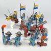 Jinzhi M8141 Medieval Golden Crown Blue Lion Army European Soldier Particle Minifigure Building Block Toy