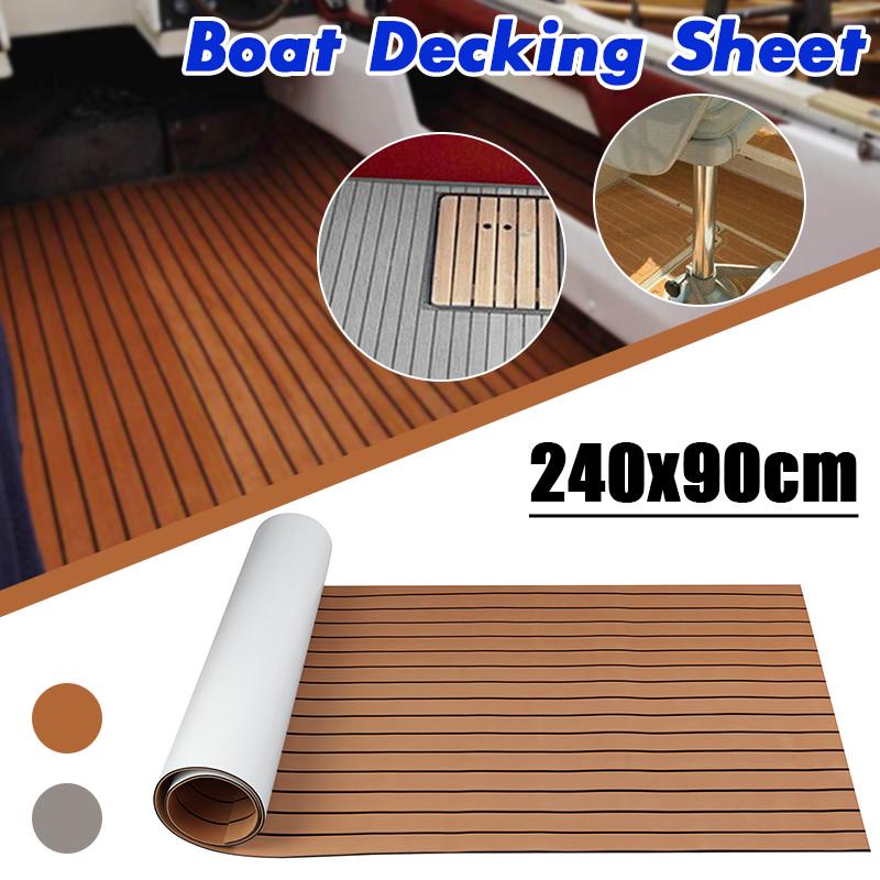 2400x900x5mm Self Adhesive Yacht Flooring Self-Adhesive EVA Foam Teak Brown 5MM With Black Line Faux Teak Boat Decking Sheet