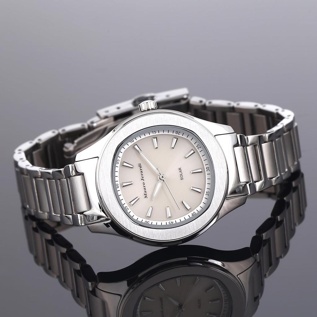 Mauro Geraldi Solar Полностью из нержавеющей стали 3 АТМ Водонепроницаемые женские часы, Сталь, Устойчивые, MJ054-3