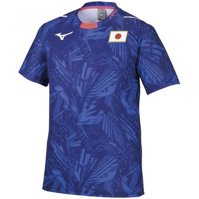 Mizuno Тренировочная одежда для поддержки Японии Размер M к японскому размеру Футболка, 32MA0505, Синий, (эквивалент М)