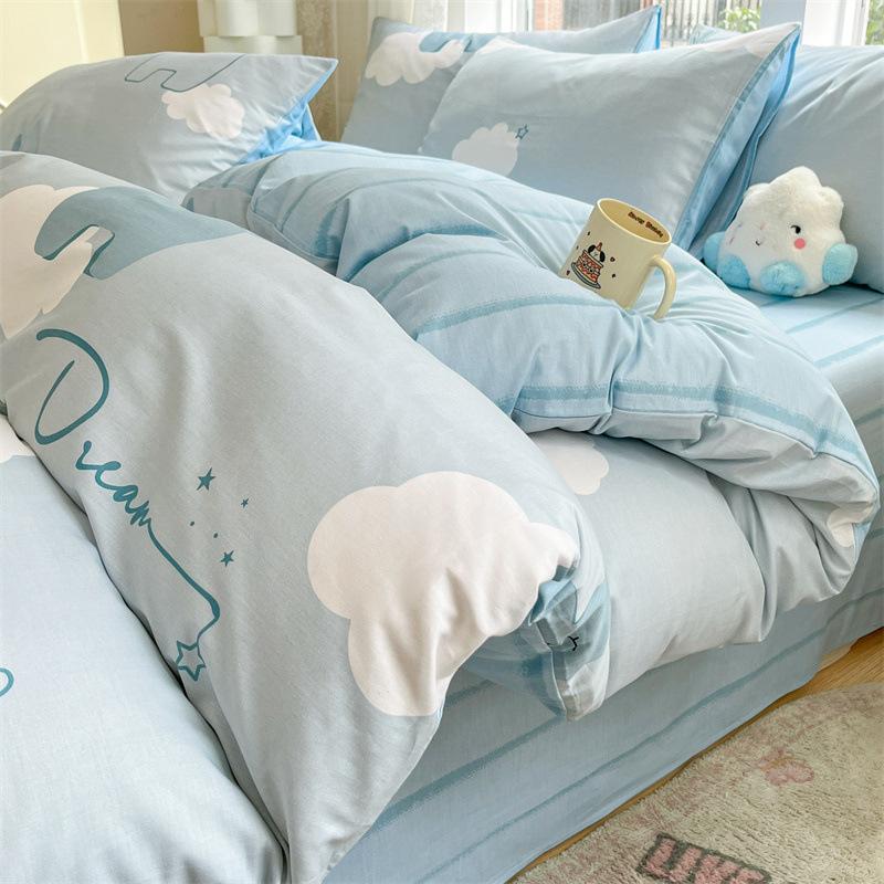 Комплект постельного белья из четырех предметов, пододеяльник из чистого хлопка с цветочным рисунком, простыня для спальни из трех предметов