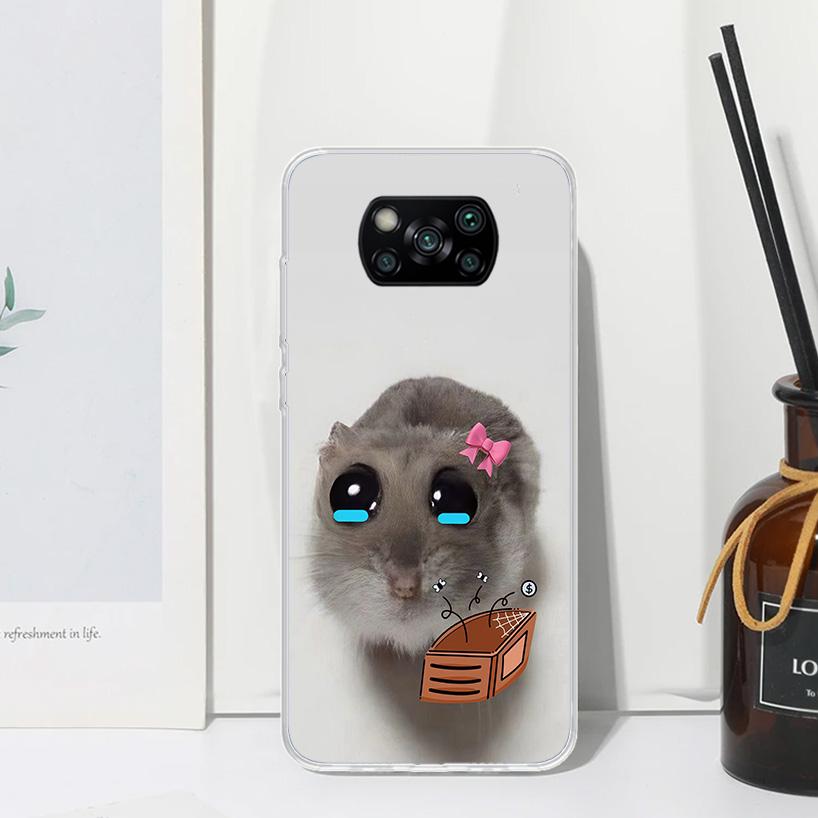 Funny Sad Hamster Meme Phone Case For Xiaomi Poco X7 X6 X5 M7 M8 Pro F7 Ultra Redmi 15C 15 13C 13 12C 12 10 10C 10A Art Fundas P
