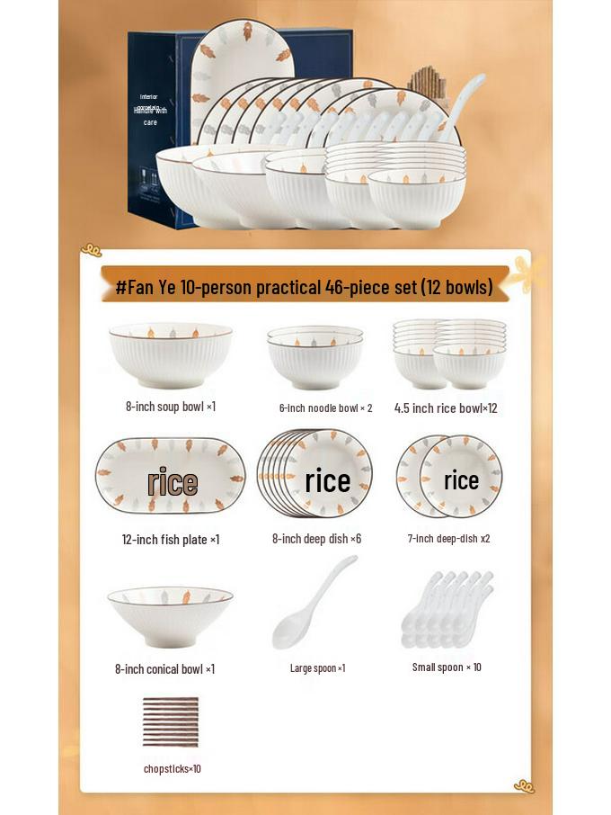 Mode Lanca Fan Ye 34-Piece Japanese Dinnerware Set