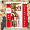 1pair Cloth Santa Claus Christmas Door Banner Cute Snowman Christmas Porch Sign Decorative Christmas Hanging Banner