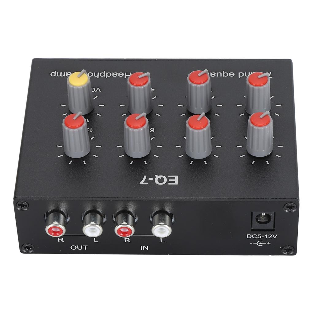 7-полосный эквалайзер звука Профессиональная регулировка высоких и низких частот Интерфейс 5.5x2.1 12 дБ Цифровой автомобильный эквалайзер звука DC5V-12V