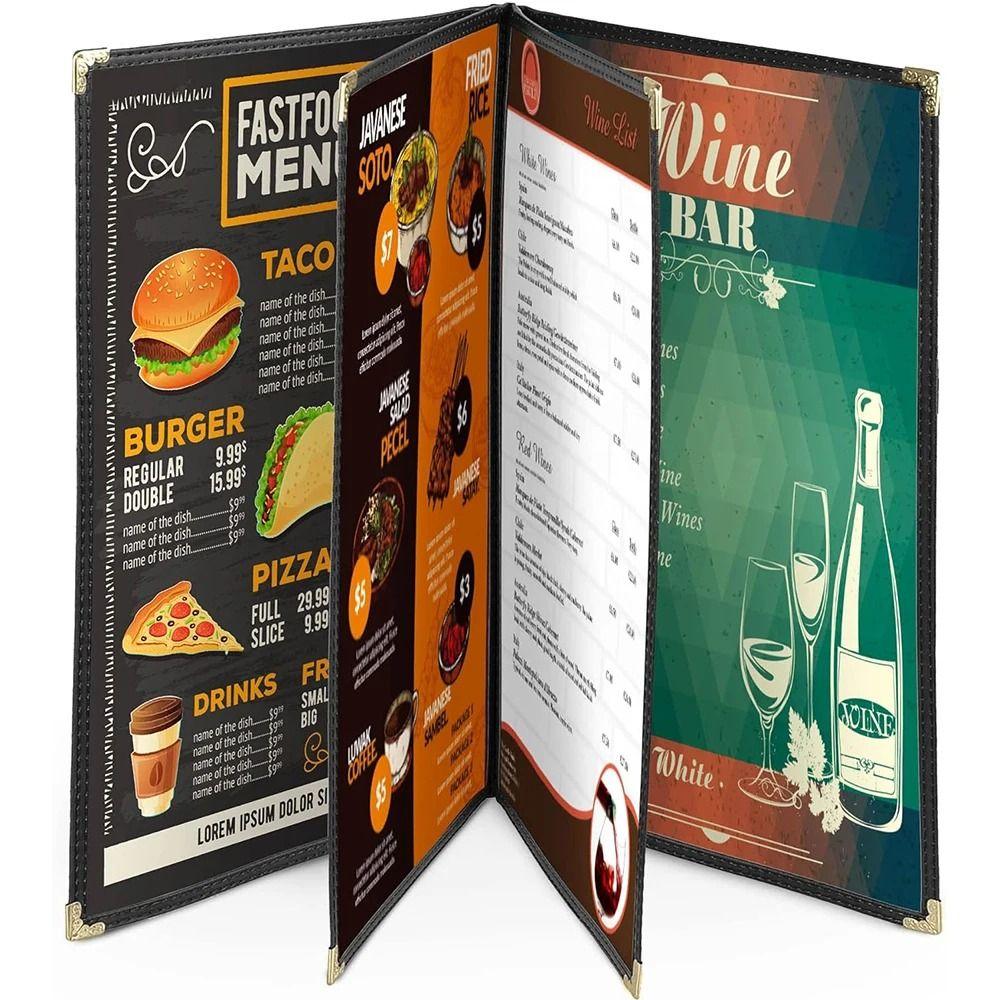 Прозрачная ПВХ обложка для меню формата А4, металлические уголки, книга для отображения цен меню, папка на кольцах, бар, кафе