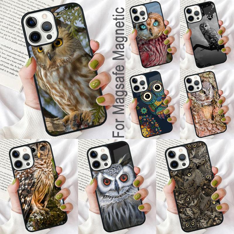 Camouflage Owl Soft Phone Case for iPhone 17 Air 16e Pro max 15 Pro 13 14 Plus 11 12 MagSafe Magnetic Coque