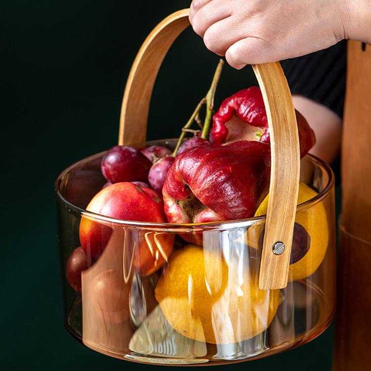 Северная Европа Прозрачная стеклянная миска для закусок Металлическая решетчатая тарелка Портативная корзина для фруктов Домашняя десертная тарелка Форма для торта Поднос для закусок