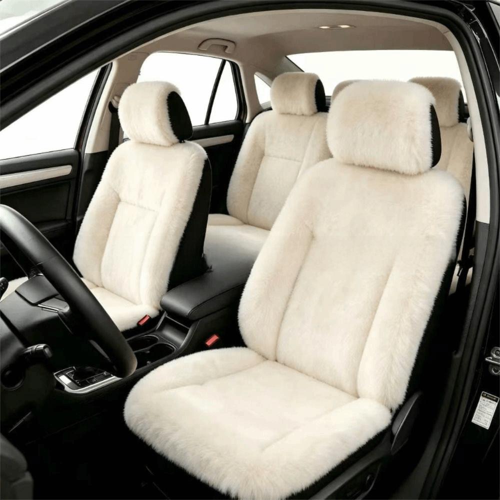 Sponge Filling Plush Car Seat Cushion Solid‑color Warm Car Seat Pad  Car Interior Decoration