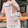 Canvas Small Bag Japanese Ins Women Shoulder Bag Cute Funny Personality Embroidery Bear Girl Student Transparent Messenger Bag