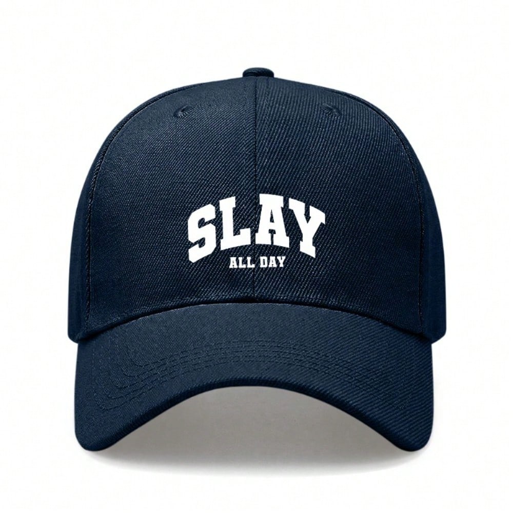 [Letter Baseball Cap] Slay All Day Print Polyester Adjustable Breathable Casual Outdoor Sports Hat For Men Women Summer Beach Travel Gift