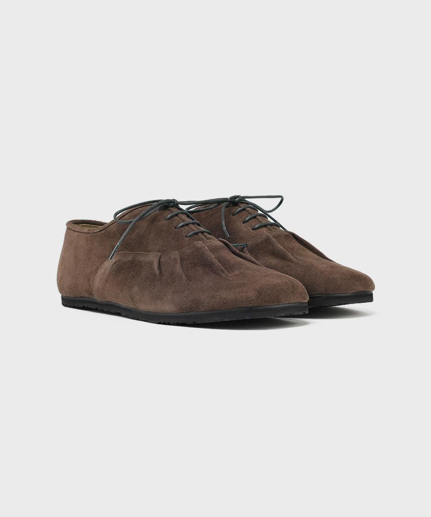 Firenze Atelier [Vibram] Shirring Detail Unisex Casual Derby 8800 [Dark Brown Suede]