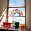 Reflective Rainbow Glass Stickers Colorful Flower Decals Sunlight Dispersing Window Films PVC Clings for Home Decors