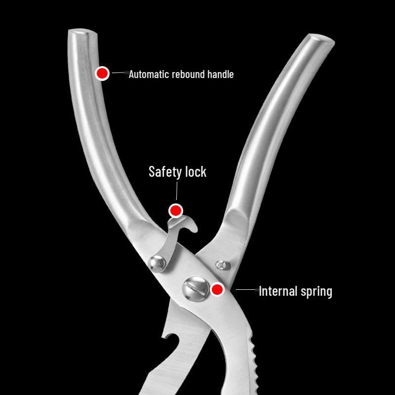 Stainless Steel Multifunctional Kitchen Scissors: Cut Chicken, Fish, Meat, and Seafood with Ease.