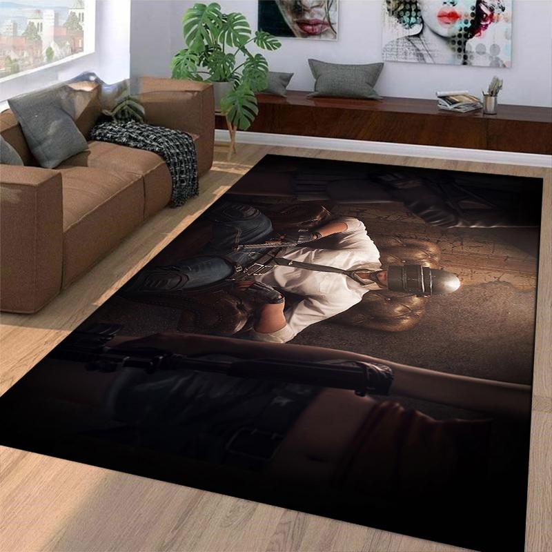 Stylish Gaming Rug with Action Character in Intense Atmosphere Suitable for use as an anti-slip game mat for living room and bedroom sofas