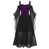 Women Plus Size Cold Shoulder Butterfly Sleeve  Halloween Gothic Dress