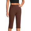 Women's Fashionable Solid Color Button Pocket Pants With Split Hems High Waist Sports Yoga Casual Cropped Pants