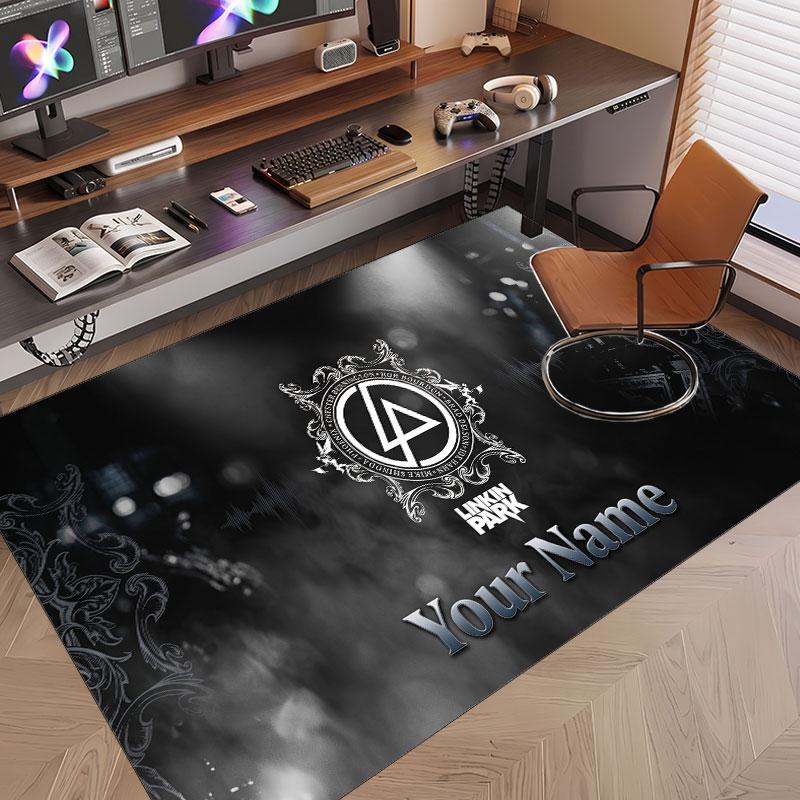Custom Rug Linkin Park Pattern Print Name Text Soft Non‑Slip Floor Carpet for Home Indoor Decoration