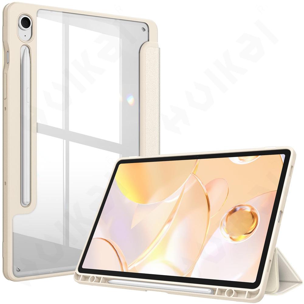 Чехол для Samsung Galaxy Tab S10 FE / S9 FE 10,9 дюйма, тонкий, полупрозрачная задняя панель, подставка с тройным сложением, зарядка стилуса, автоматическое пробуждение/сон