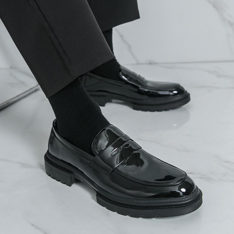 Мужские лоферы Черные Белые Платформа Лифт Кожаная обувь Толстая подошва Формальные Деловые Свадебное платье Выпускной обувь Большой размер