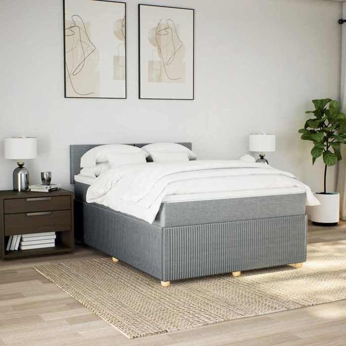Maison Exclusive - Sommier à lattes de lit avec matelas Gris clair 160x200cm Tissu