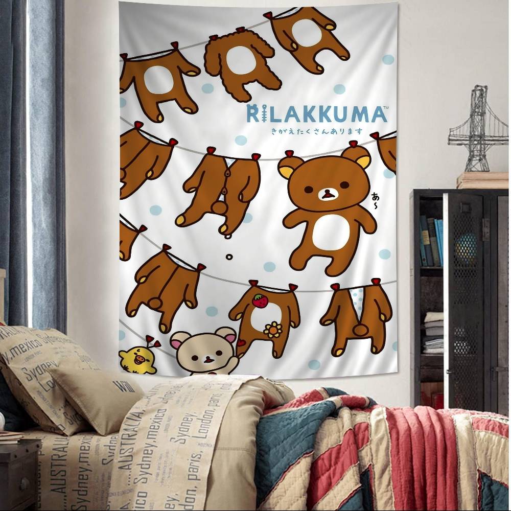 Cartoon Rilakkuma DIY Wall Tapestry Hanging Tarot Hippie Wall Rugs Dorm INS Home Decor