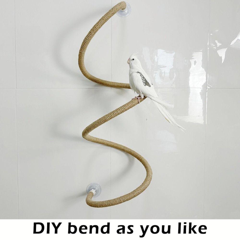 with Suction Cups Parrot Perch DIY Bendable Bird Climbing Linen Rope Stable Bird Perch Stand  Home