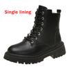 Chunky Heels Lace Up Combat Boots Women Winter Warm Short Plush Ankle Boots Woman Platform Non-Slip PU Leather Short Botas Mujer
