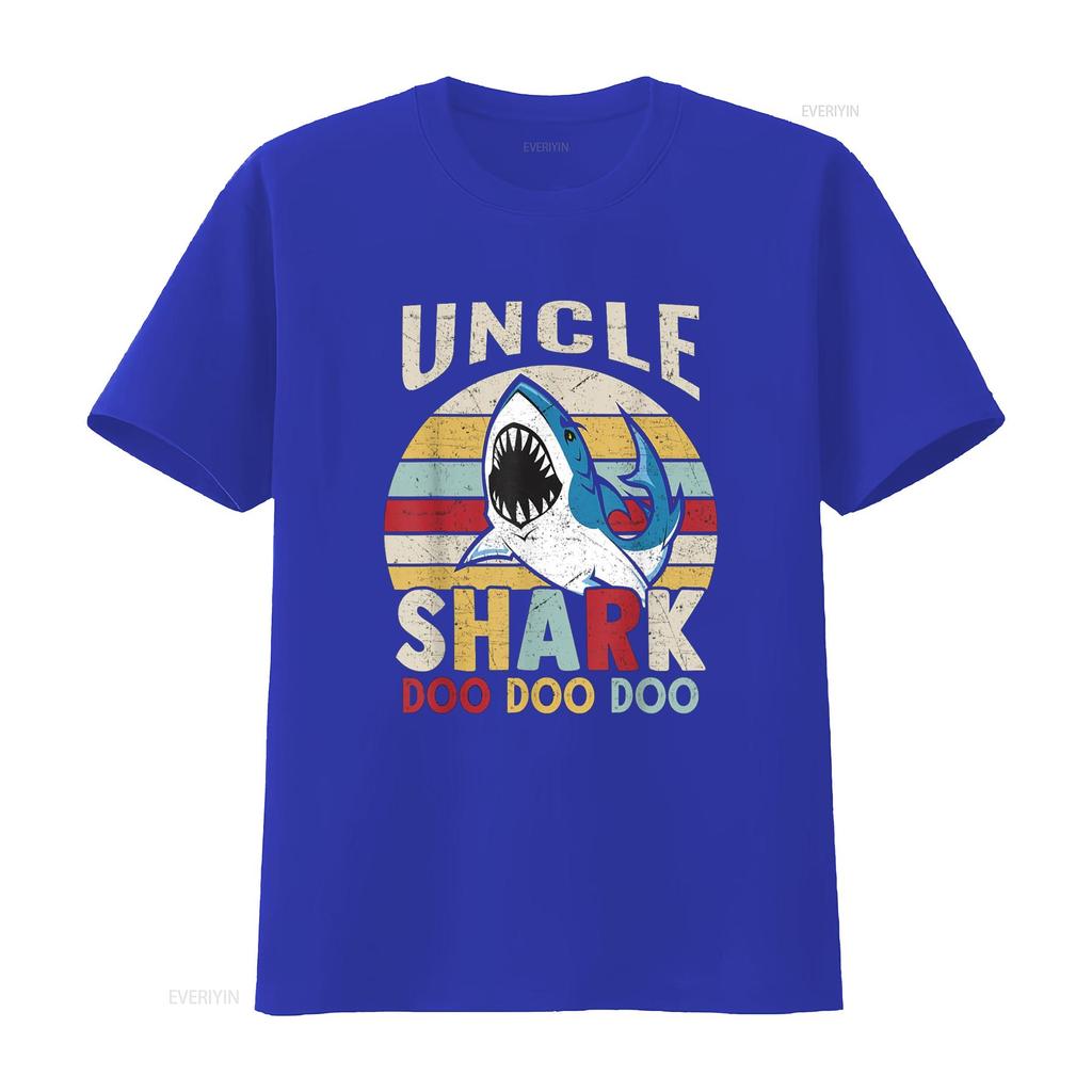 Fathers Day Funny Uncle Shark Relative Men T Shirt vintage Washed graphic designer clothes streetwear homme Stylish Unisex