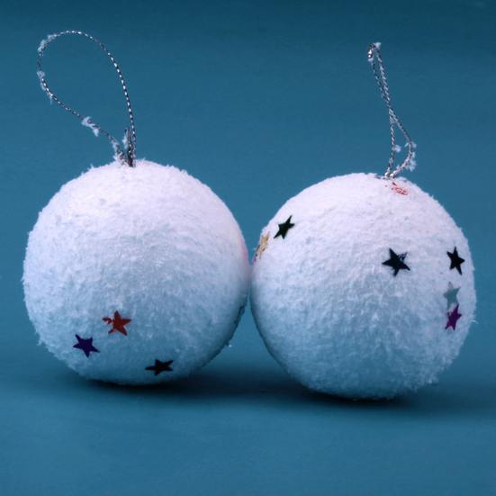 Yousheng 6 шт. Рождественские шары из белой пены, рождественские шары со звездами и блестками, небьющиеся, легкие подвесные шары для украшения елки, декор для праздничной вечеринки