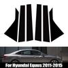 6 шт., подходит для Hyundai Equus 2011-2015, глянцевый черный материал из поликарбоната, зеркальный эффект, центральная часть окна двери, средняя часть стойки стойки, накладка на колонку