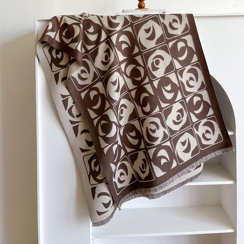 Дизайн Кашемировые женские зимние шали шарф пашминовые накидки женская мода цветочные толстые теплые одеяла эшарп пончо