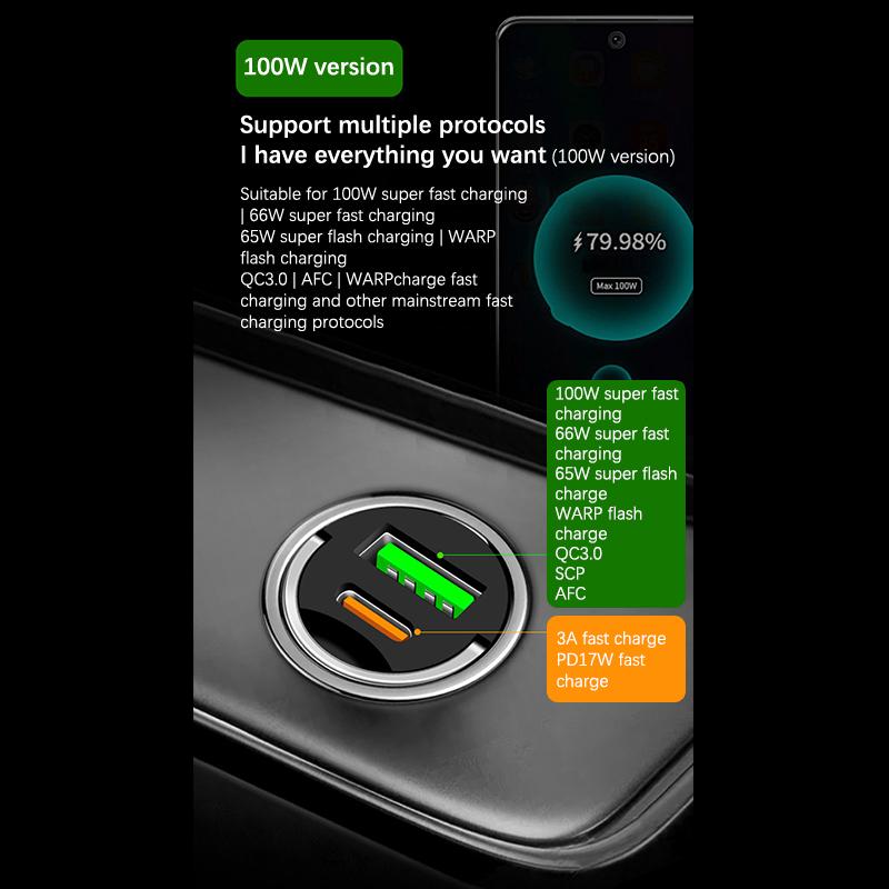 Мини автомобильное зарядное устройство USB 200 Вт с двумя портами, прикуриватель, быстрая зарядка, адаптер для зарядки телефона в автомобиле для iPhone 13 12 Xiaomi Huawei Samsung