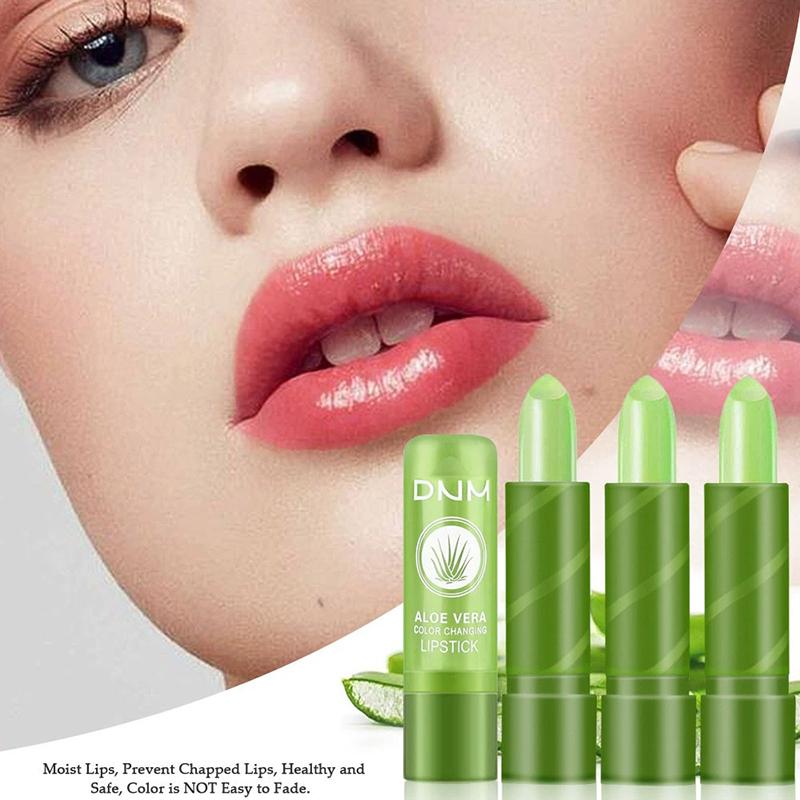 Aloe Vera Color-Changing Lipstick Long-Lasting, Moisturizing, Temperature-Activated Lip Balm, Fade-Resistant Nourishing Lip Care