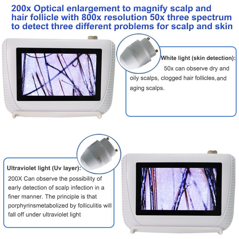 Анализатор обнаружения волосяных фолликулов на коже головы, универсальный анализатор кожи для диагностики волос, ЖК-экран высокой четкости, цифровой дом