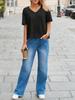 Women's V Neck T-Shirt Short Sleeve Flowy Loose Basic Summer Tee Top