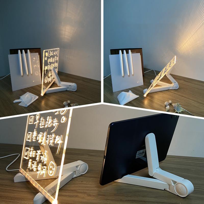 20*20 см прозрачная акриловая доска для записей сухого стирания со светодиодным освещением