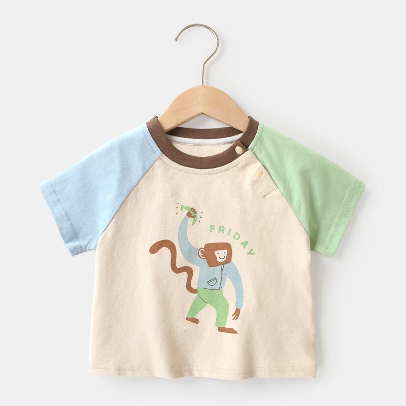 Одежда для малышей, футболки с короткими рукавами для мальчиков, летняя одежда для девочек, летняя хлопковая детская одежда для маленьких девочек, топы